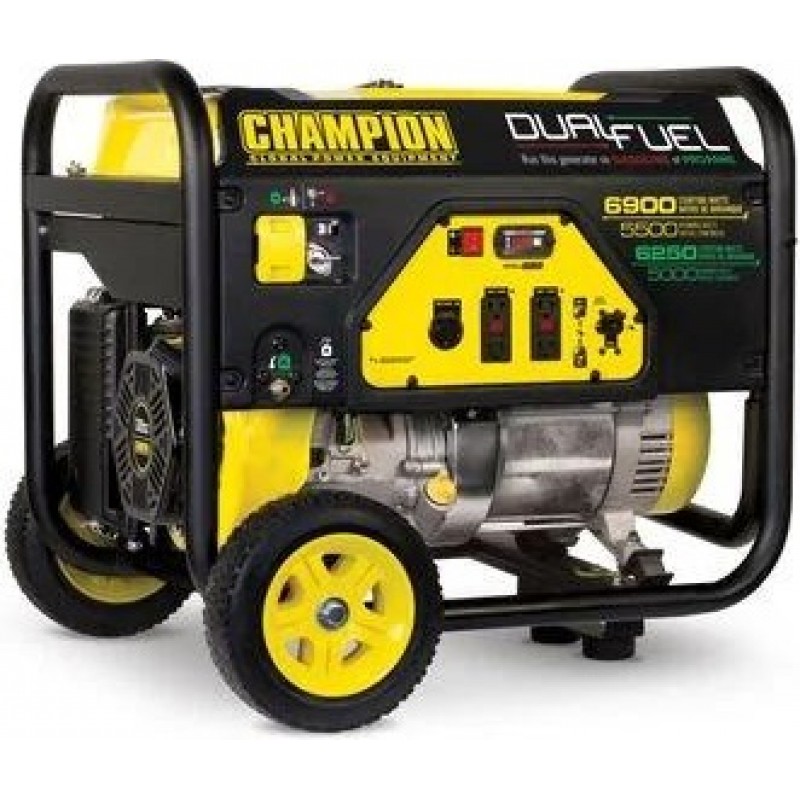 Champion Power Equipment 5500-Watt Dual Fuel Portable Generator with Wheel Kit