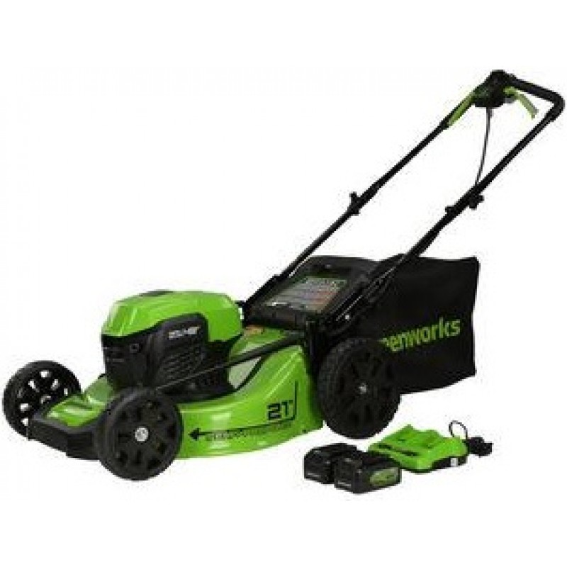 Greenworks 48V 21in Cordless Self Propelled Lawn Mower Kit with 5Ah Battery 2pk & Charger