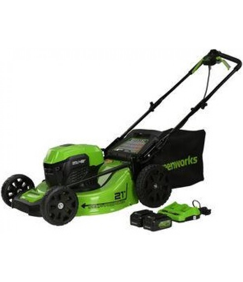 Greenworks 48V 21in Cordless Self Propelled Lawn Mower Kit with 5Ah Battery 2pk & Charger