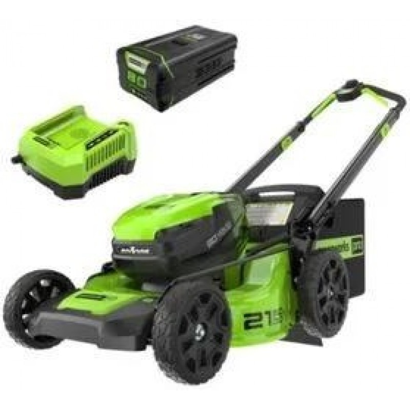 Greenworks 80V 21in Battery Powered Push Lawn Mower Kit with 4Ah Battery & Charger