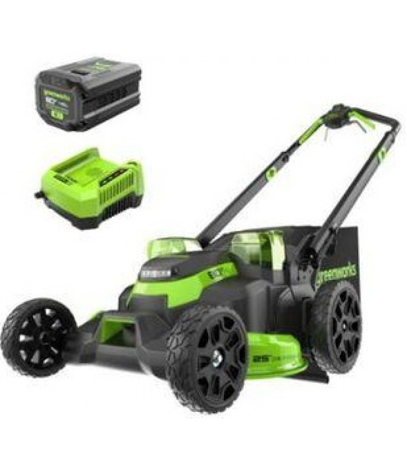 Greenworks 80V 25in Cordless Dual Blade Self Propelled Lawn Mower Kit with 4Ah Battery & Charger