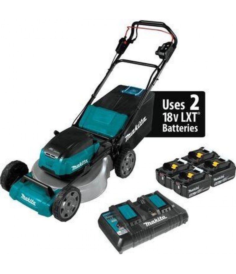 Makita 18V X2 (36V) LXT LithiumIon Brushless Cordless 18in Self Propelled Lawn Mower Kit with 4 Batteries (5.0Ah)