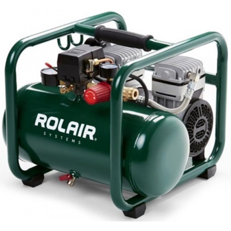 Rolair 1 HP - Ultra-Quiet (115V) 2.4CFM@90PSI 2.5 Gallon Oil Less Compressor