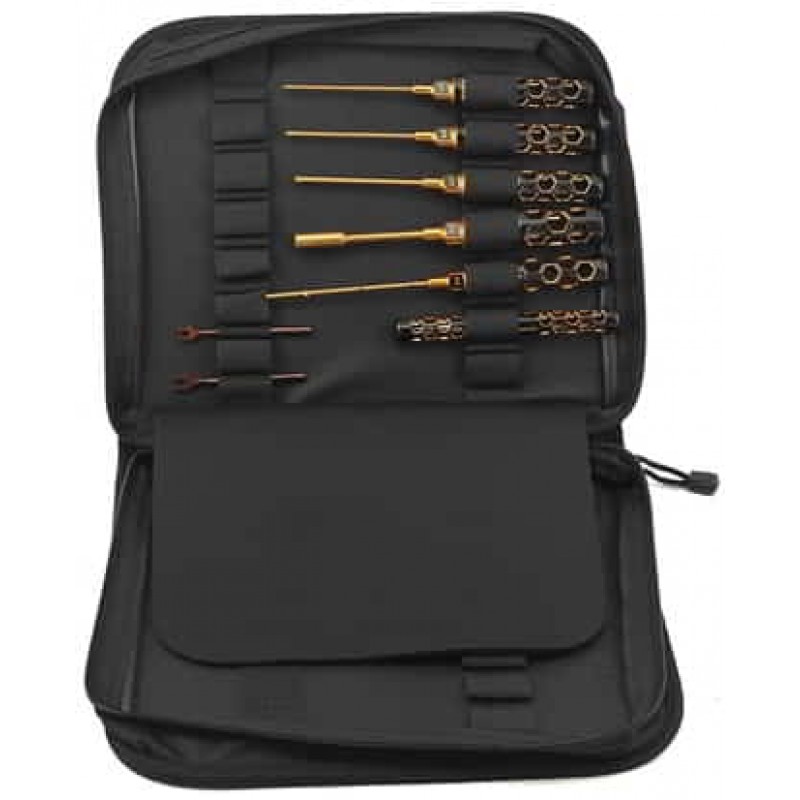 AM Arrowmax Black Golden 1/10 Electric Touring Car Tool Set w/Tool Bag (8)