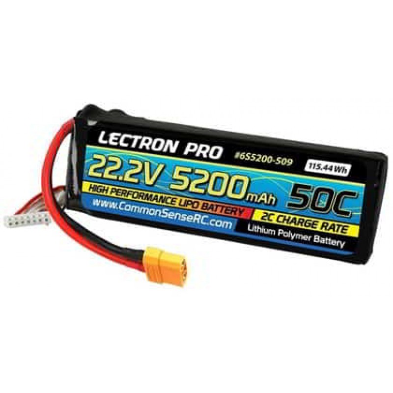 Common Sense RC Lectron Pro 6S LiPo Battery 50C (22.2V/5200mAh) w/XT90 Connector