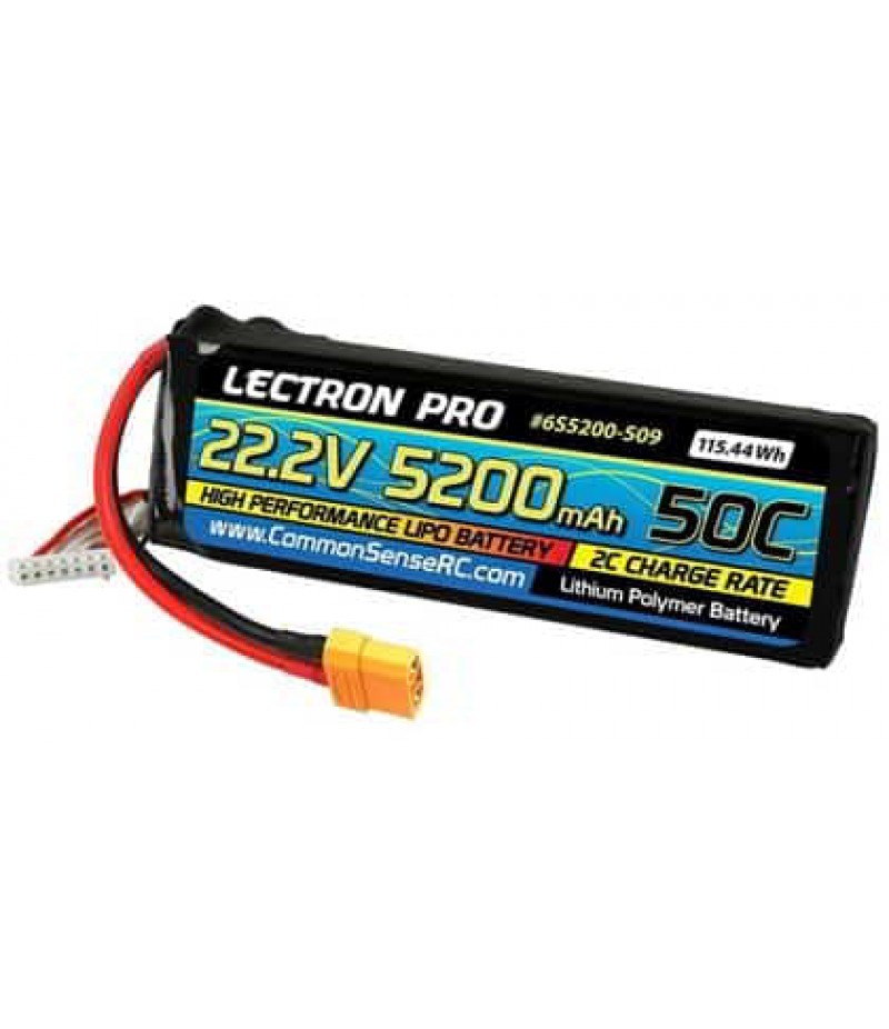 Common Sense RC Lectron Pro 6S LiPo Battery 50C (22.2V/5200mAh) w/XT90 Connector