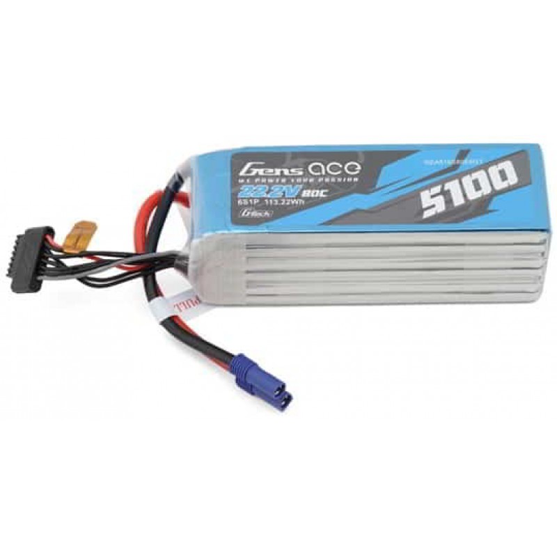 Gens Ace G-Tech Smart 6S LiPo Battery 80C (22.2V/5100mAh) w/EC5 Connector