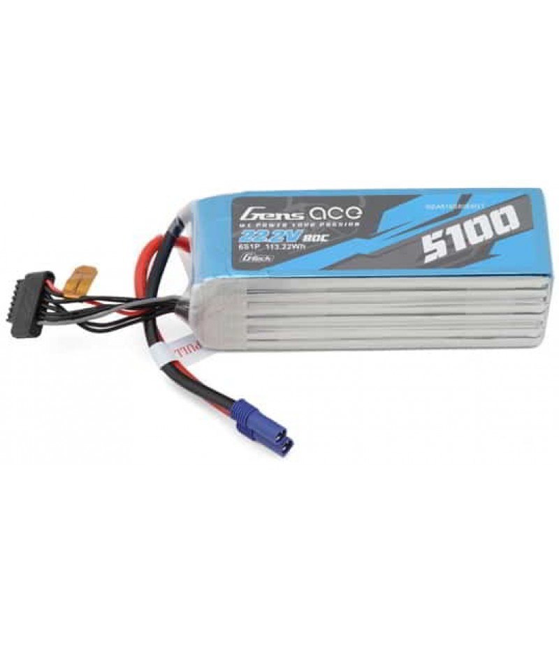 Gens Ace G-Tech Smart 6S LiPo Battery 80C (22.2V/5100mAh) w/EC5 Connector