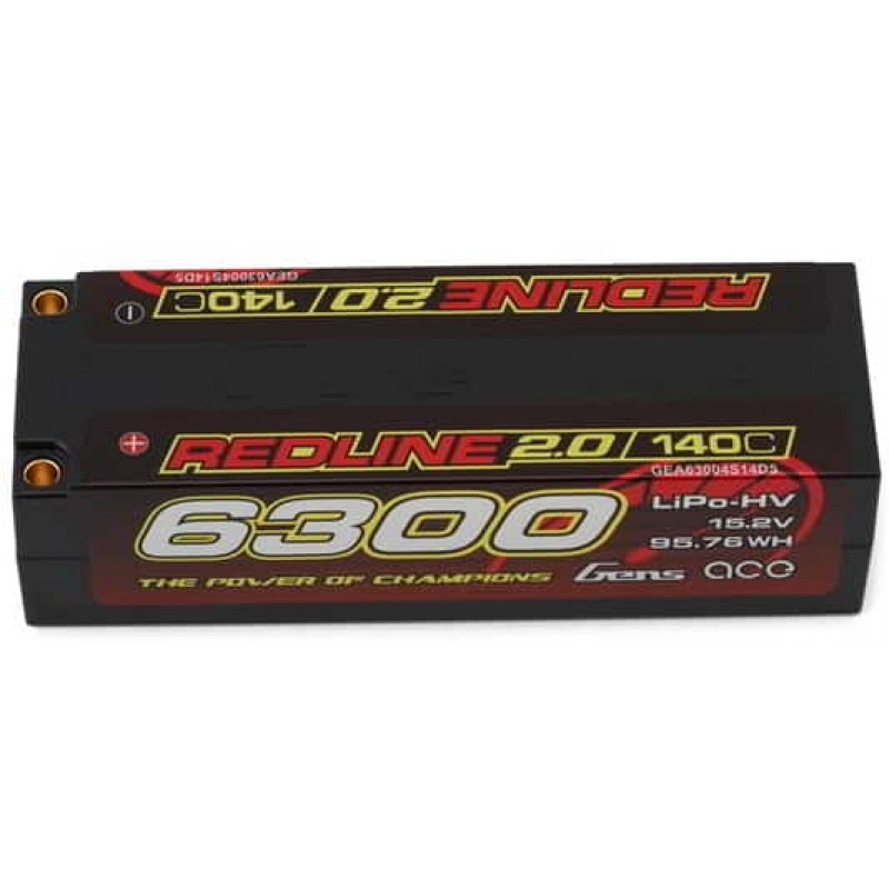 Gens Ace Redline 2.0 4S LiHV Battery 140C (15.2V/6300mAh) w/5.0mm bullet