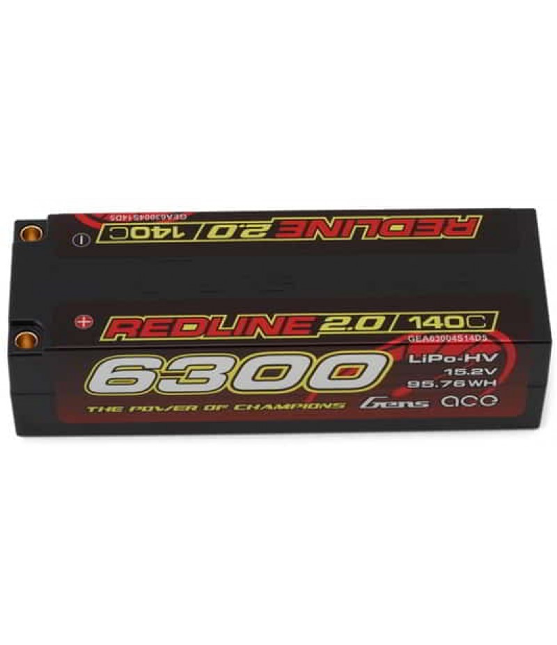 Gens Ace Redline 2.0 4S LiHV Battery 140C (15.2V/6300mAh) w/5.0mm bullet