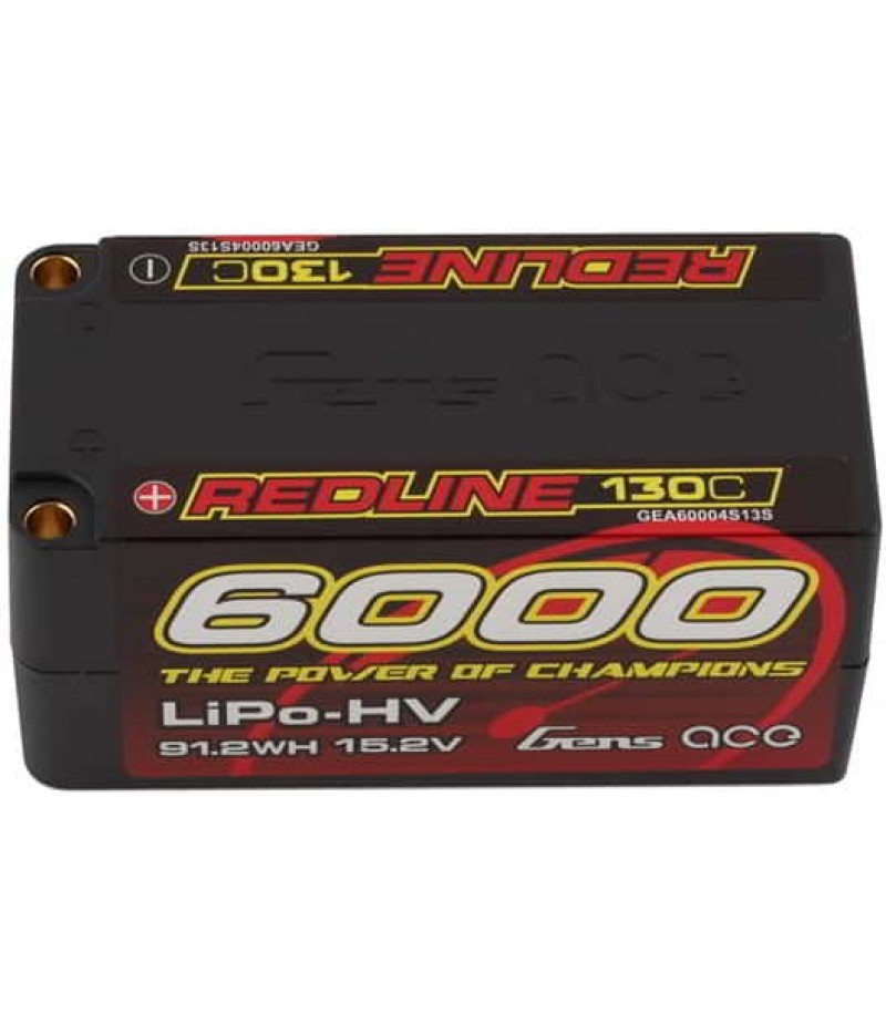 Gens Ace Redline 4S LiHV LiPo Shorty Battery 130C (15.2V/6000mAh) w/5mm Bullets (Hard Case)