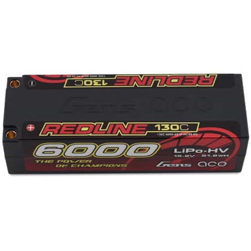 Gens Ace Redline Series 6000mAh 15.2V 130C 4S1P HardCase HV Lipo Battery GA-R-130C-6000-4S1P-HC59-HV