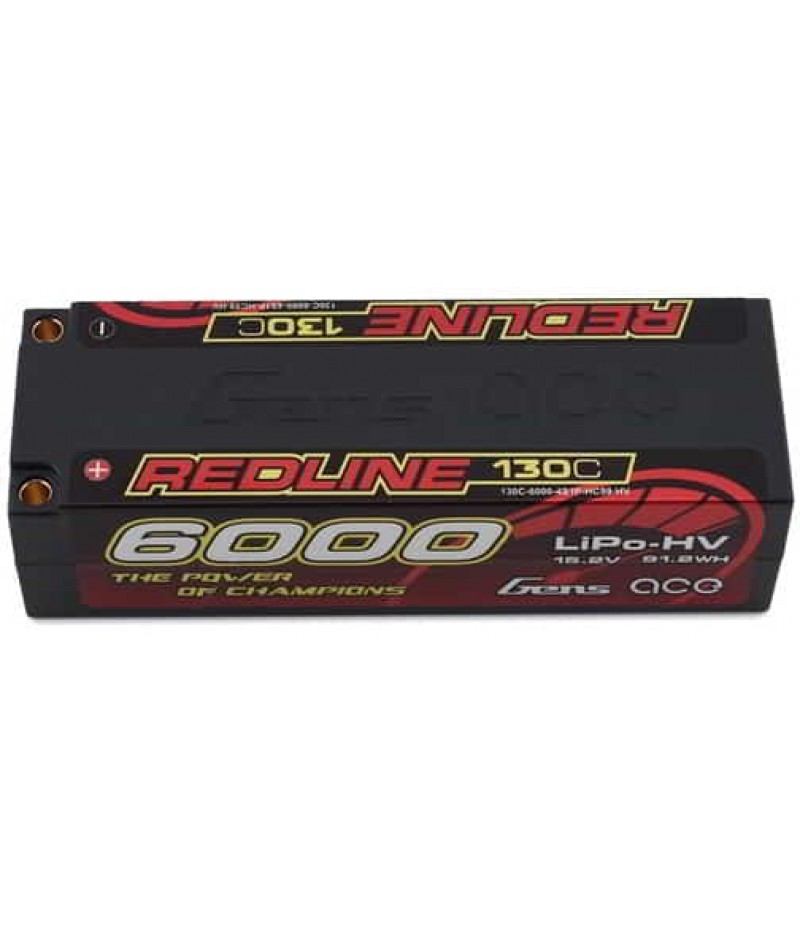 Gens Ace Redline Series 6000mAh 15.2V 130C 4S1P HardCase HV Lipo Battery GA-R-130C-6000-4S1P-HC59-HV