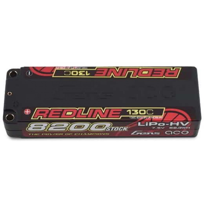 Gens Ace Redline Series 8200mAh 7.6V 130C 2S1P HardCase HV Lipo Battery GA-R-130C-8200-2S1P-HC58-HV