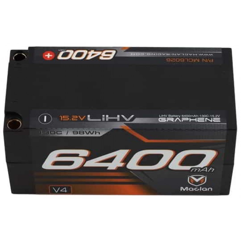 Maclan HV Graphene V4 4S Shorty LiPo Battery w/5mm Bullets (14.8V/6400mAh)