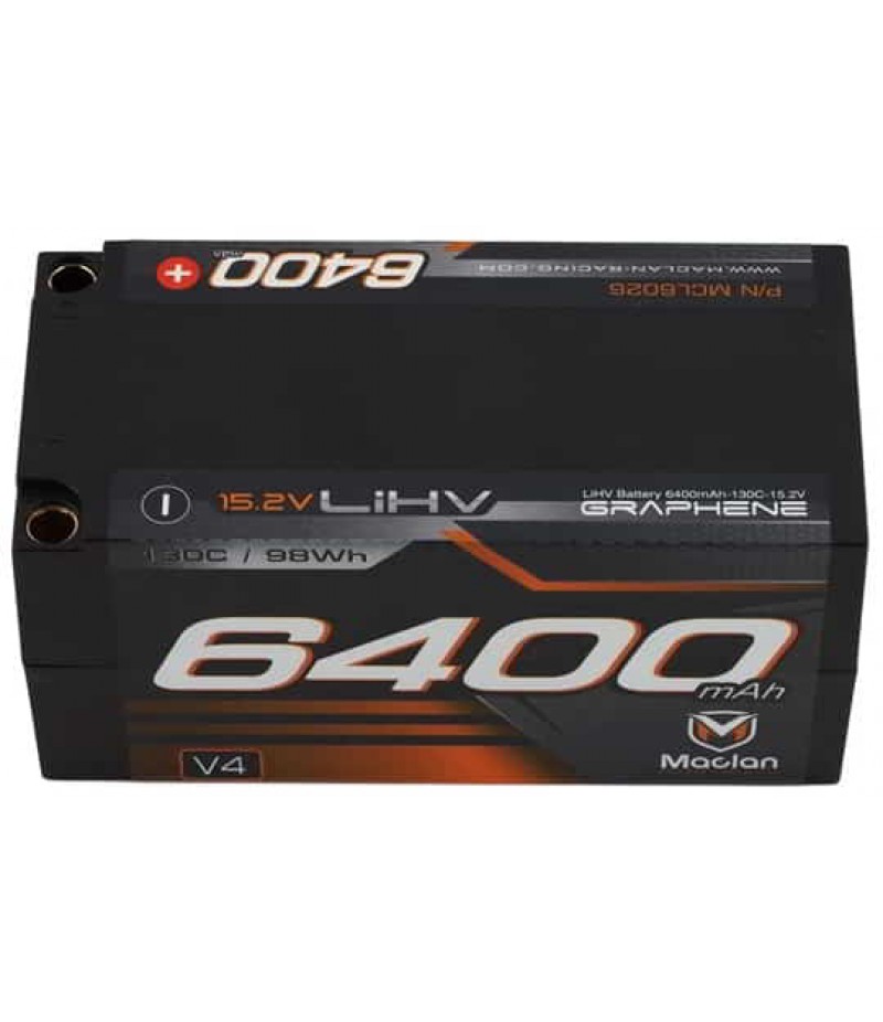 Maclan HV Graphene V4 4S Shorty LiPo Battery w/5mm Bullets (14.8V/6400mAh)