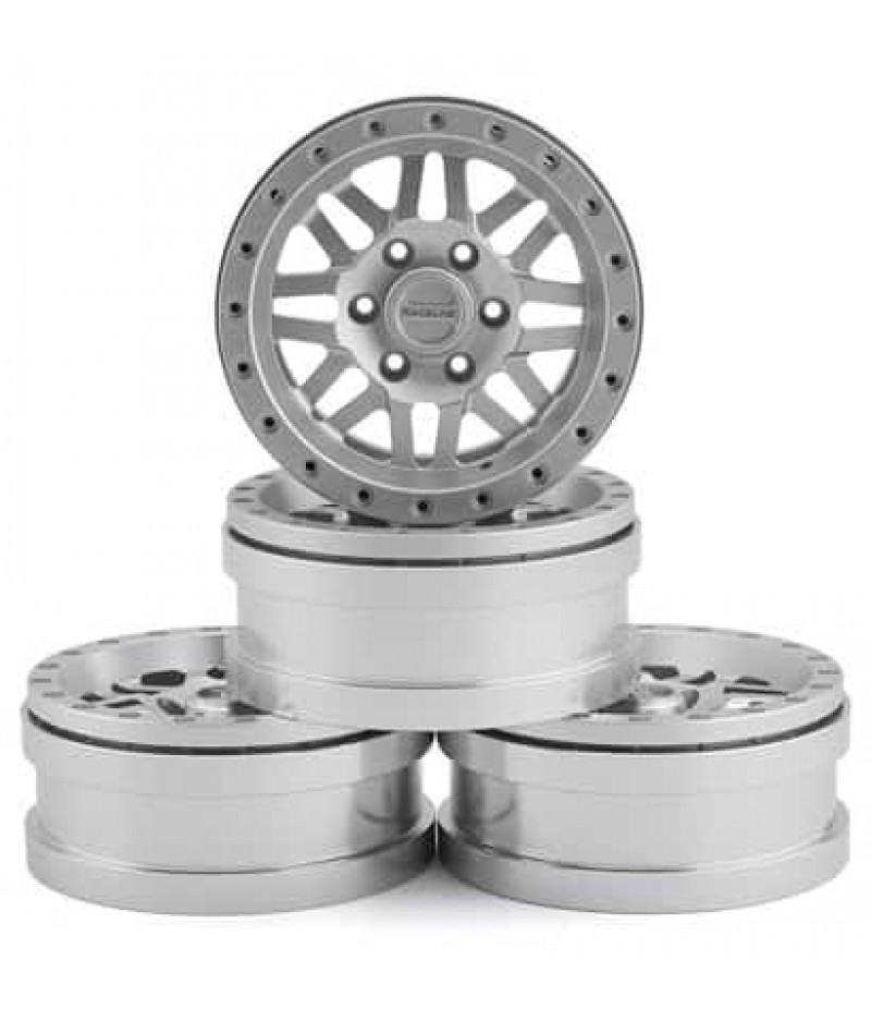 Pit Bull Tires Raceline Ryno 1.9" Aluminum Beadlock Wheels (Silver) (4) w/12mm Hex