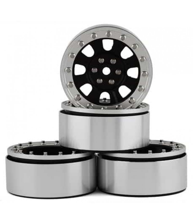 RC4WD Raceline Monster 2.2 Aluminum Beadlock Rock Crawler Wheels (4) (Black/Silver)