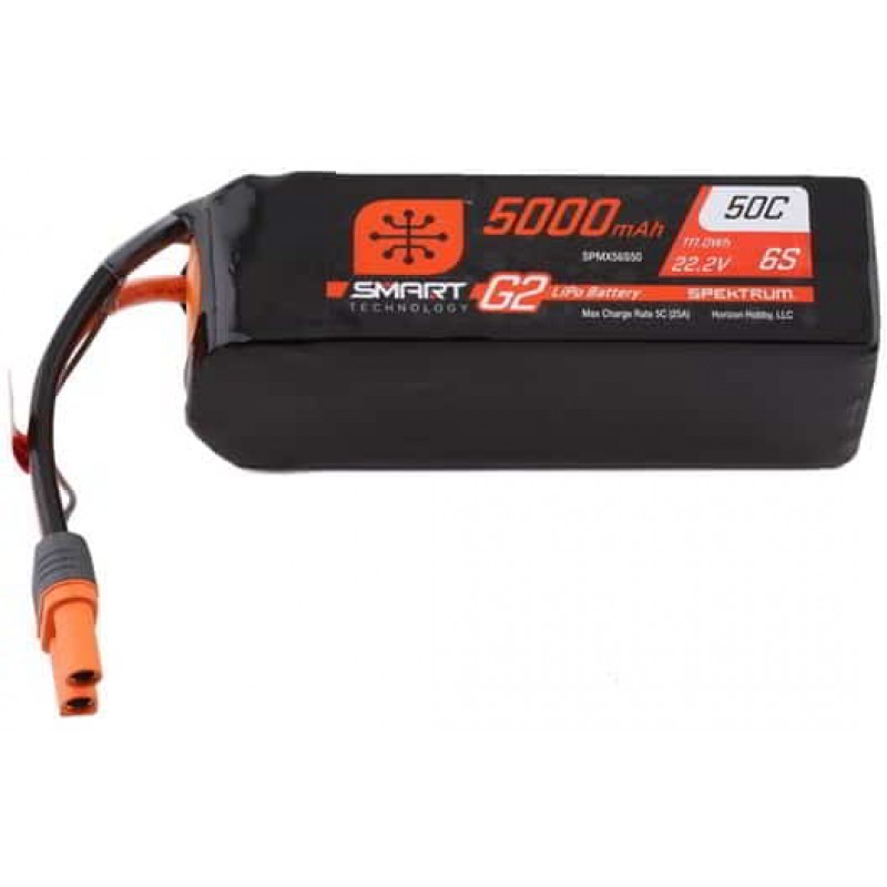 Spektrum 22.2V 5000mAh 6S 50C Smart LiPo G2 for IC5 SPMX56S50