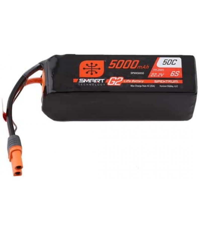 Spektrum 22.2V 5000mAh 6S 50C Smart LiPo G2 for IC5 SPMX56S50