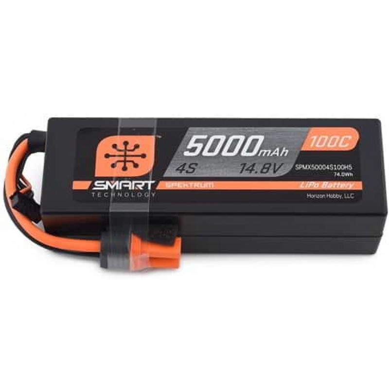 Spektrum 4S 14.8V 5000mAh 100C Hardcase Smart LiPo IC5 SPMX50004S100H5