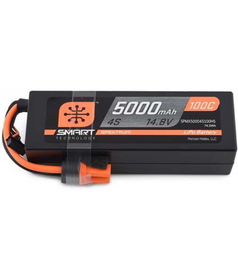 Spektrum 4S 14.8V 5000mAh 100C Hardcase Smart LiPo IC5 SPMX50004S100H5