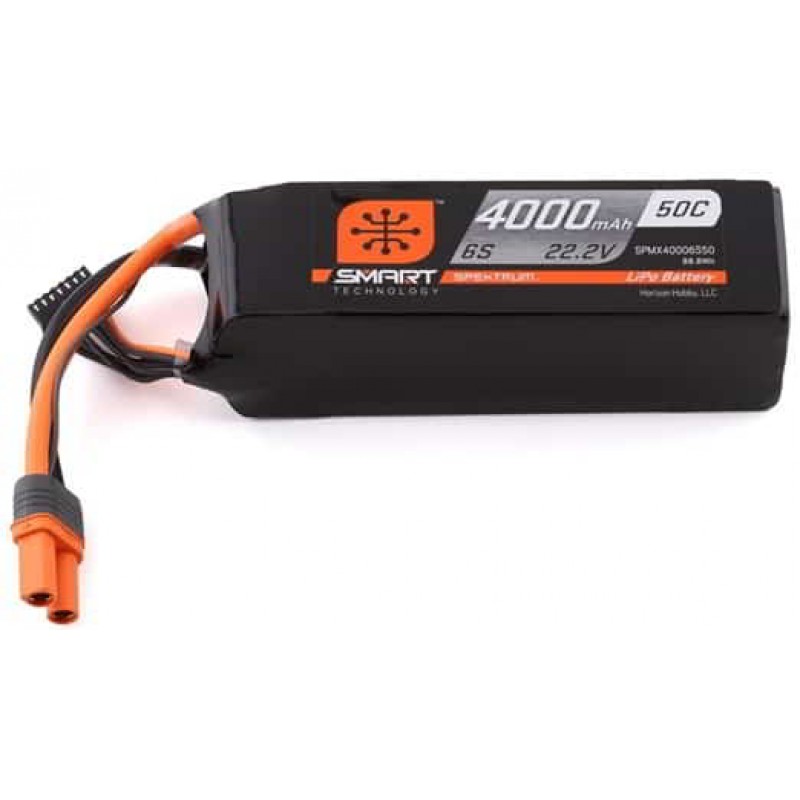 Spektrum 6S 22.2V 4000mAh 50C Smart LiPo Battery IC5 SPMX40006S50