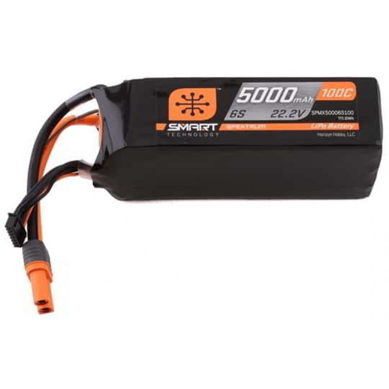 Spektrum 6S 22.2V 5000mAh 100C Smart LiPo Battery IC5 SPMX50006S100