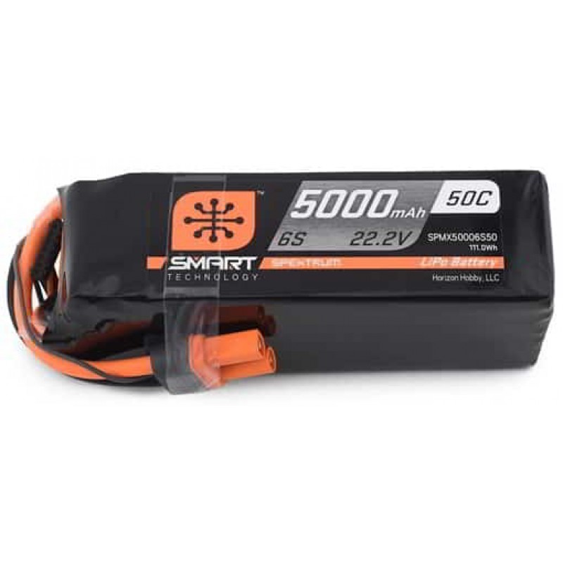 Spektrum 6S 22.2V 5000mAh 50C Smart LiPo Battery IC5 SPMX50006S50