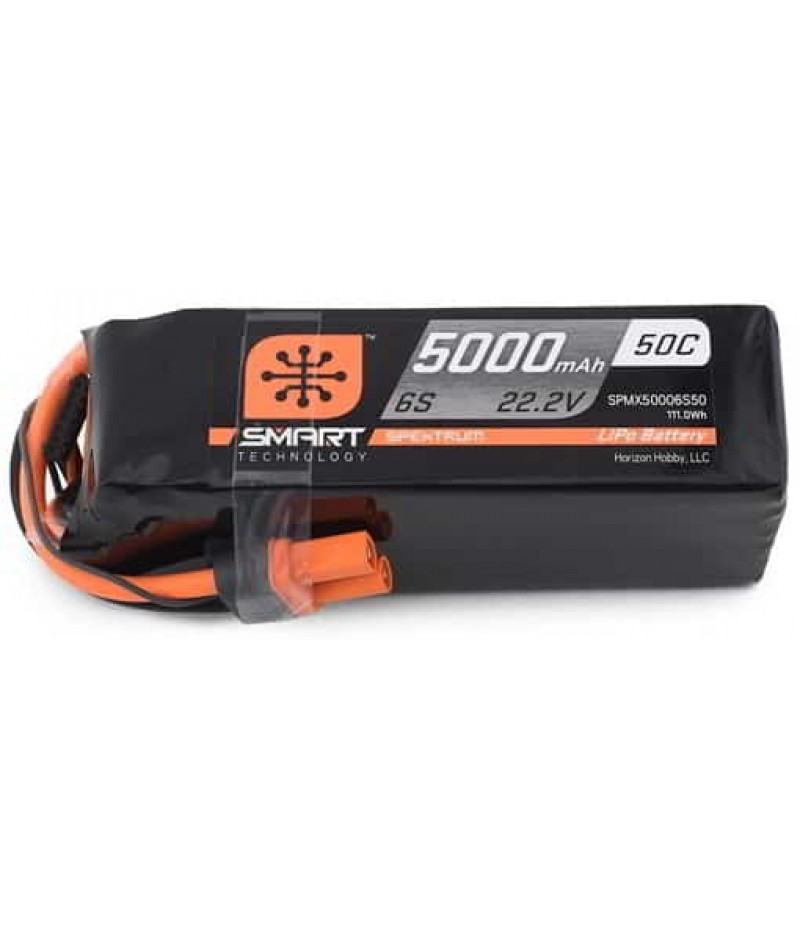 Spektrum 6S 22.2V 5000mAh 50C Smart LiPo Battery IC5 SPMX50006S50