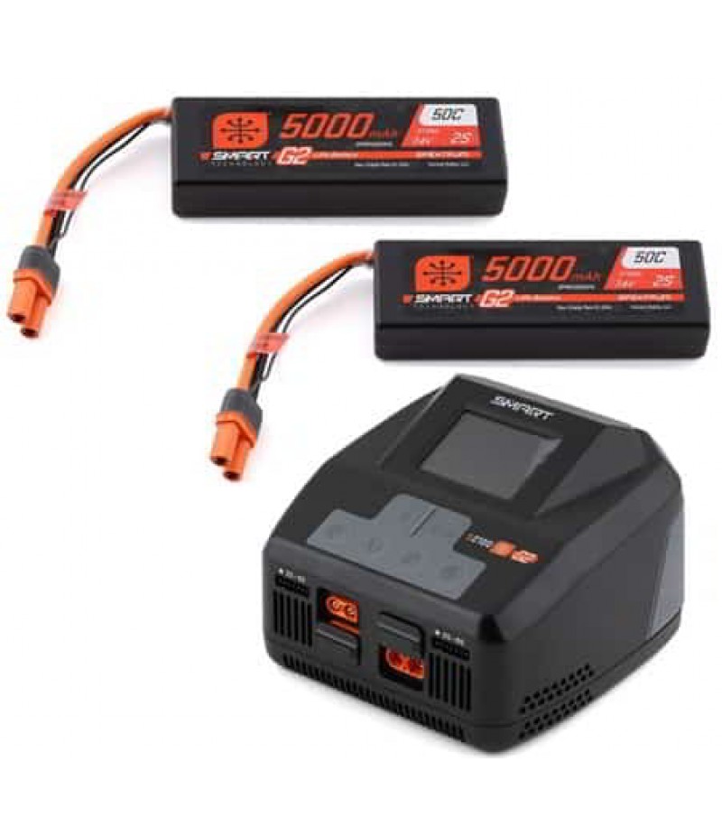 Spektrum RC Smart PowerStage 4S Surface Bundle w/2 Smart G2 2S 50C LiPo Battery (5000mAh) (IC5)