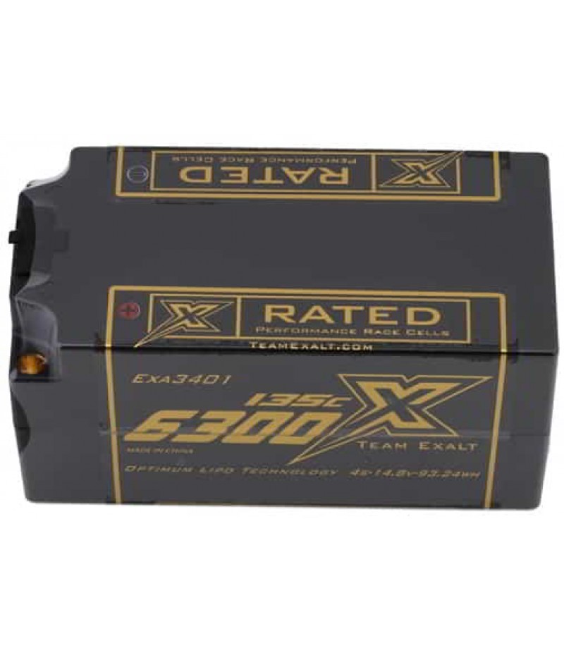 Team Exalt "X-Rated" HVX Shorty 4S 135C Lipo Battery (14.8V/6300mAh) w/5mm Connectors (ROAR Approved)