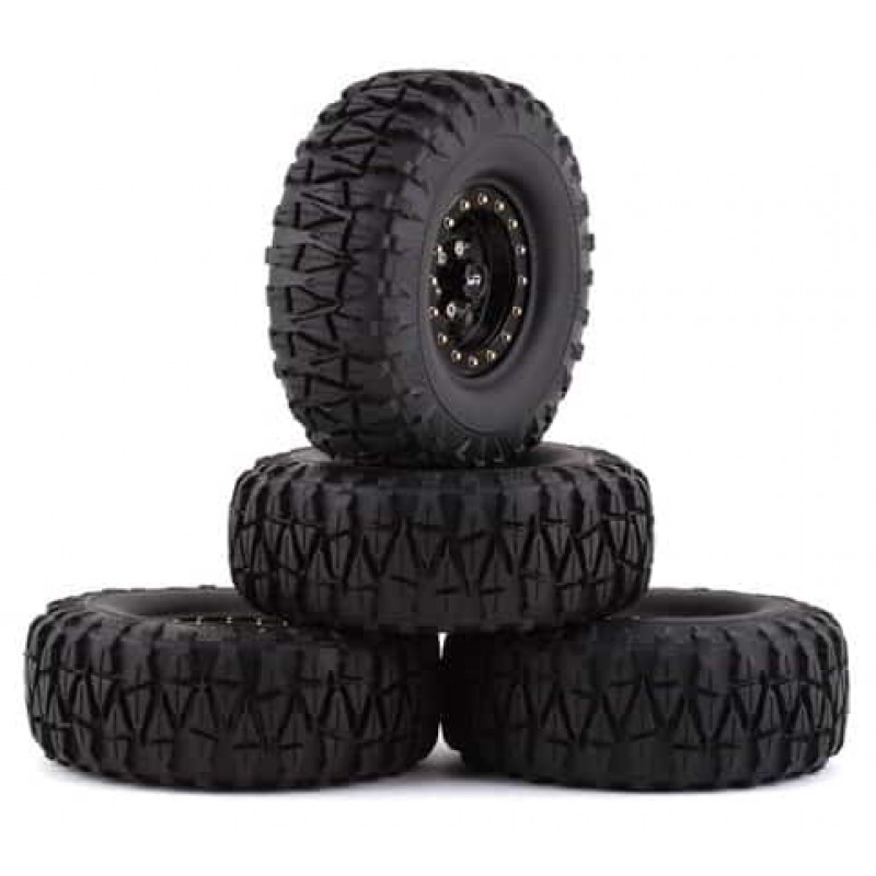 Yeah Racing Soft 1.9" Off-Road Pre-Mounted Tires w/Aluminum Beadlock Wheels (Black) (4) w/12mm Hex