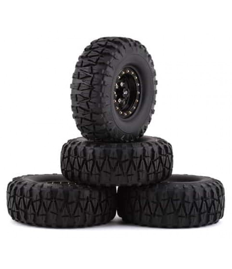 Yeah Racing Soft 1.9" Off-Road Pre-Mounted Tires w/Aluminum Beadlock Wheels (Black) (4) w/12mm Hex