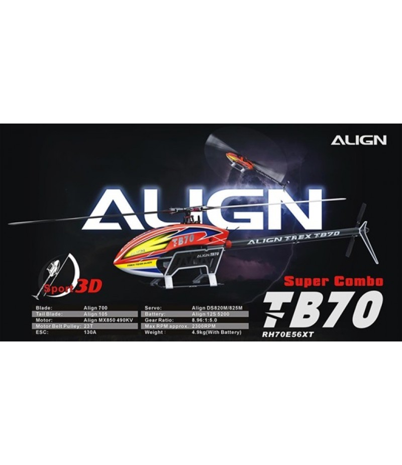 Align T-Rex TB70 Electric Super Combo Helicopter Kit (Orange) w/Motor, ESC, Servos, Gyro, & Blades