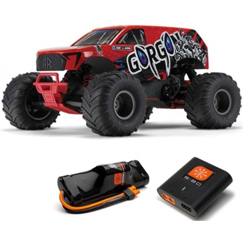 Arrma Gorgon 4X2 MEGA 550 Brushed 1/10 Monster Truck RTR (Red) w/SLT2 2.4GHz Radio, Battery & Charger