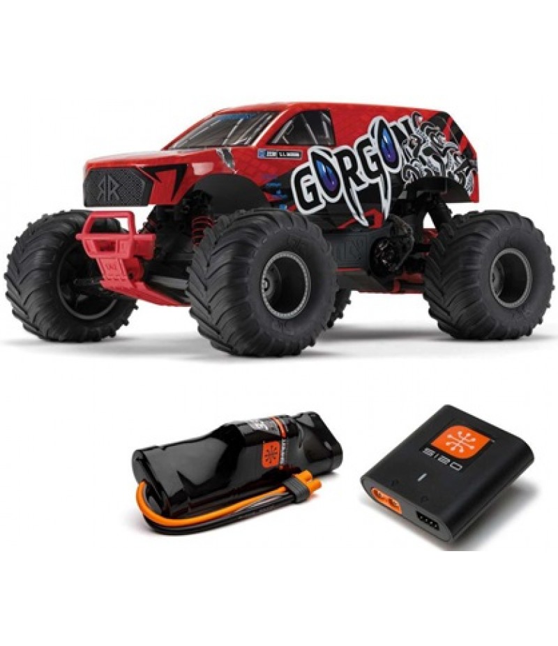 Arrma Gorgon 4X2 MEGA 550 Brushed 1/10 Monster Truck RTR (Red) w/SLT2 2.4GHz Radio, Battery & Charger