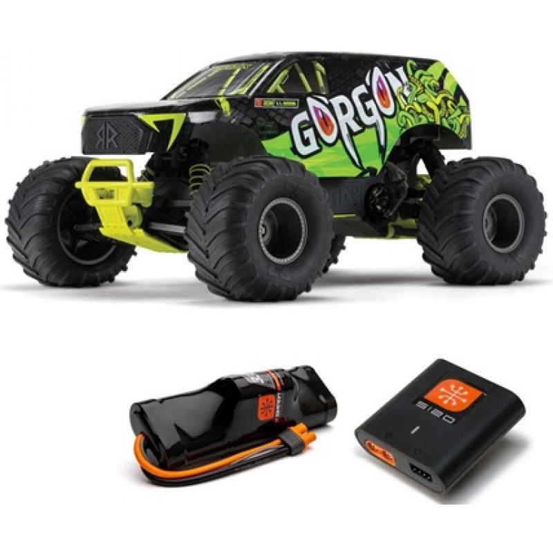 Arrma Gorgon 4X2 MEGA 550 Brushed 1/10 Monster Truck RTR (Yellow) w/SLT2 2.4GHz Radio, Battery & Charger