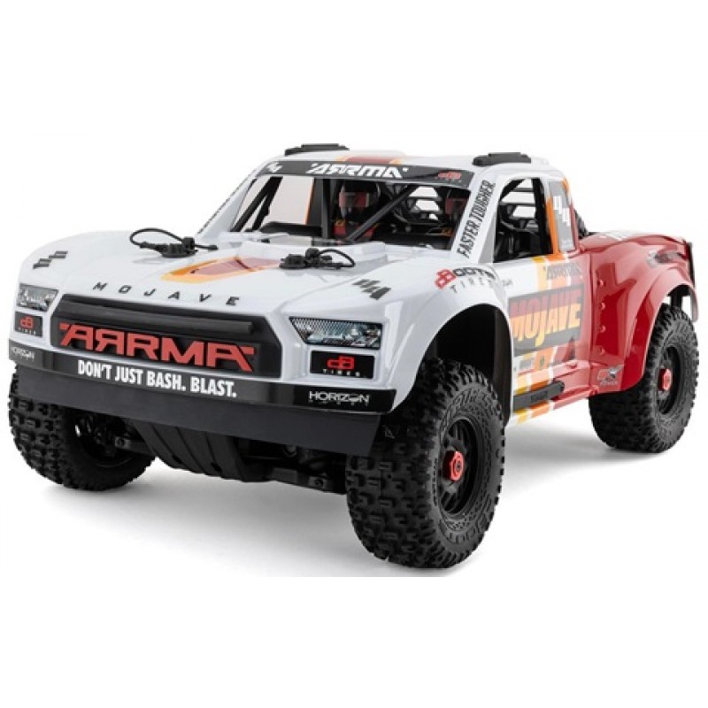 Arrma Mojave 4S BLX Brushless 1/8 4WD RTR Electric Desert Truck (White/Red) w/Spektrum SLT3 2.4GHz Radio