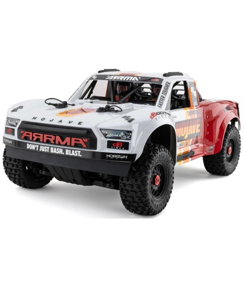 Arrma Mojave 4S BLX Brushless 1/8 4WD RTR Electric Desert Truck (White/Red) w/Spektrum SLT3 2.4GHz Radio