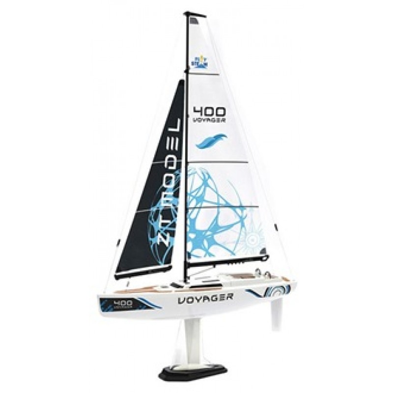 PlaySTEM Voyager 400 Motor-Powered RC Sailboat (Blue) w/2.4GHz Transmitter