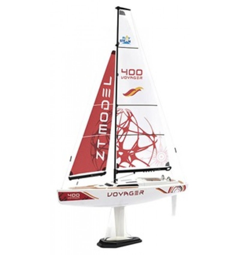 PlaySTEM Voyager 400 Motor-Powered RC Sailboat (Red) w/2.4GHz Transmitter