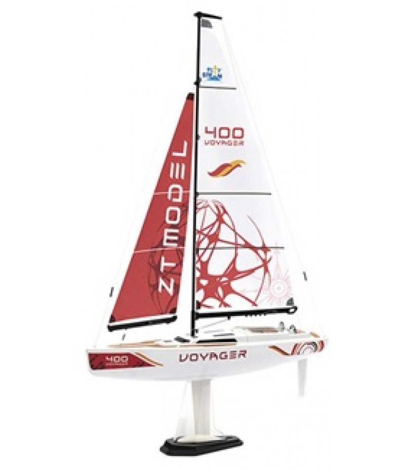 PlaySTEM Voyager 400 Motor-Powered RC Sailboat (Red) w/2.4GHz Transmitter