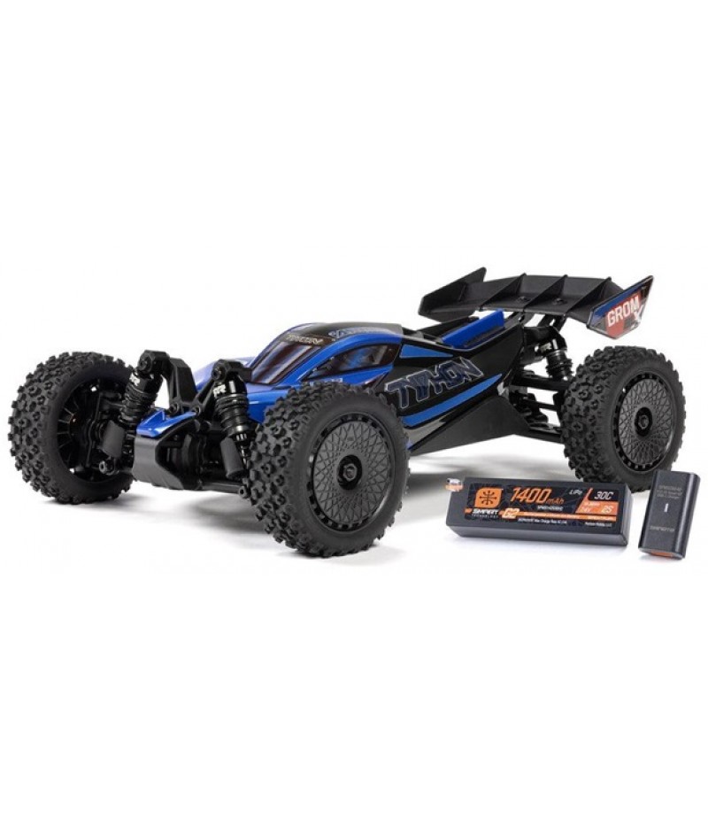 ARRMA Typhon GROM BLX Small Scale 4WD Buggy RTR Combo, Blue