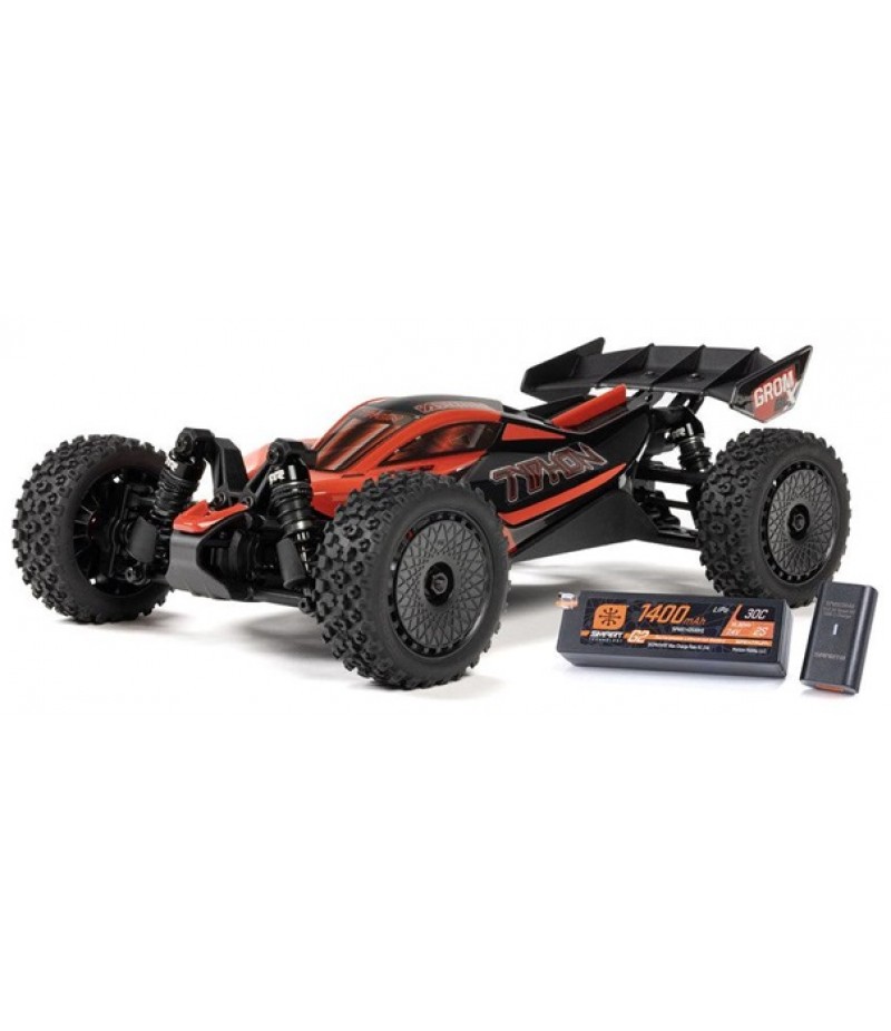 ARRMA Typhon GROM BLX Small Scale 4WD Buggy RTR Combo, Red