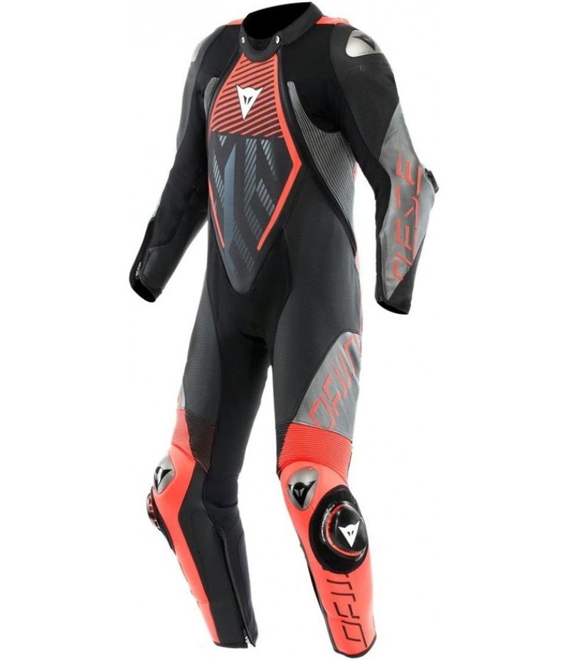 DAINESE Audax D-Zip 1PC Black / Red-Fluo / Anthracite