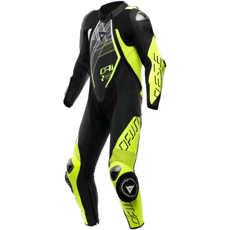 DAINESE Audax D-Zip 1PC Black / Yellow-Fluo / White