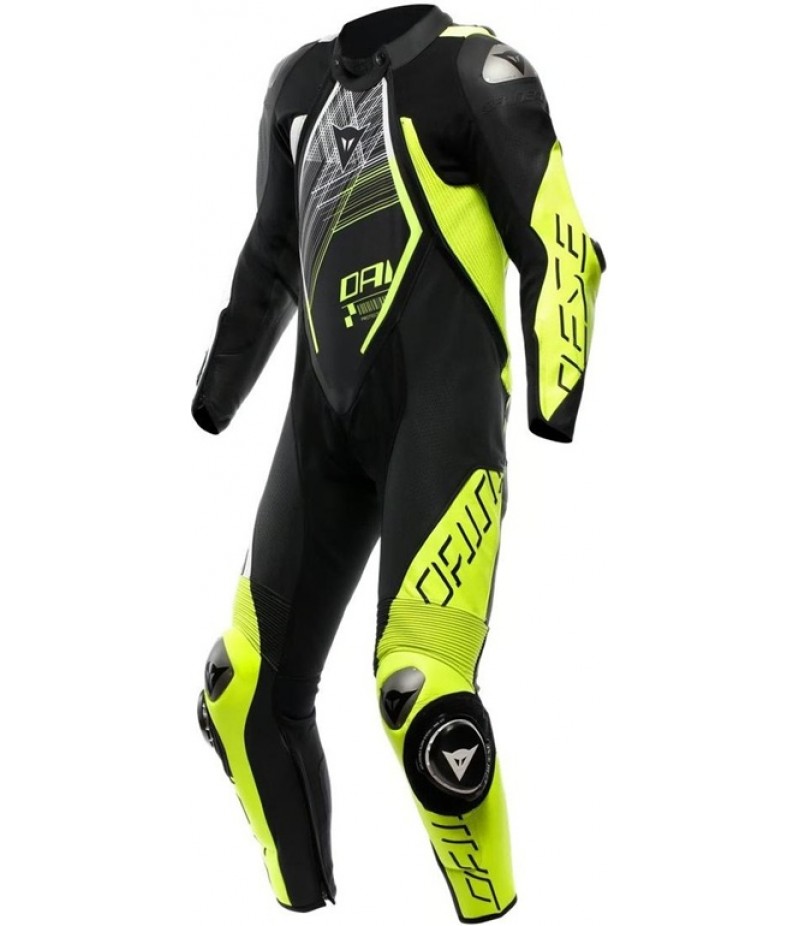 DAINESE Audax D-Zip 1PC Black / Yellow-Fluo / White