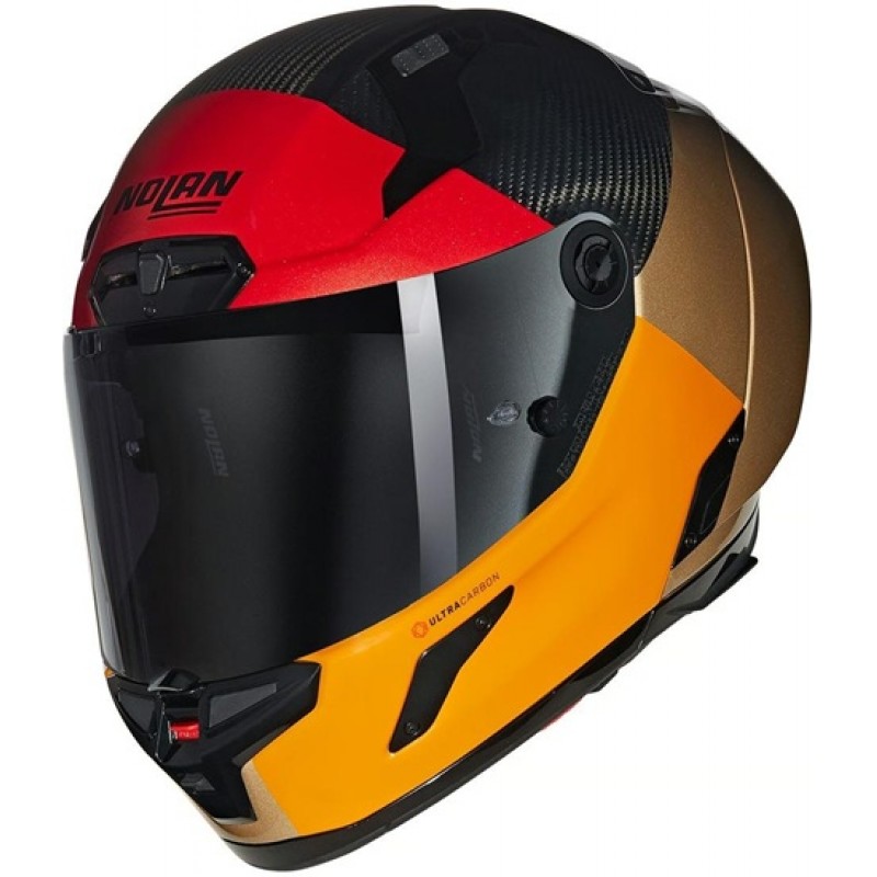 NOLAN X-804 RS Ultra Carbon Blocco Carbon / Orange / Sand / Visceral Red