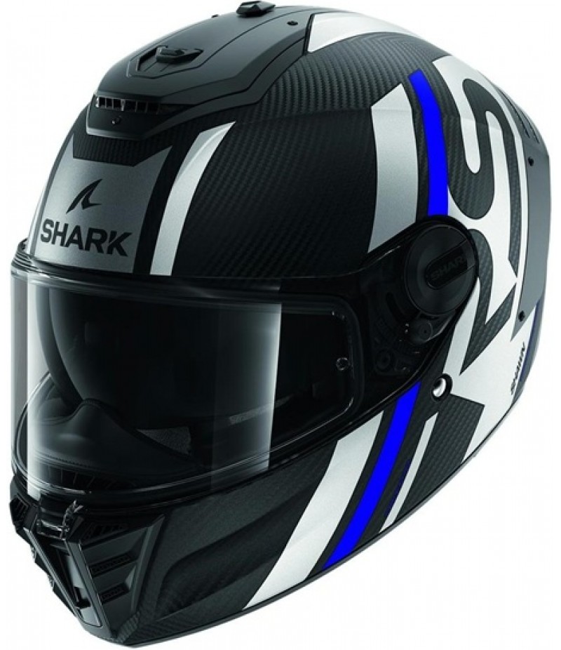 SHARK Spartan RS Carbon Shawn Mat Carbon / Blue / Silver